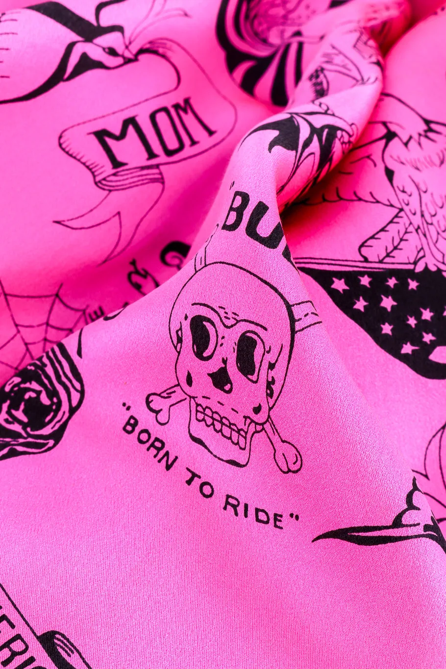Tattoo Print Silk Button Up