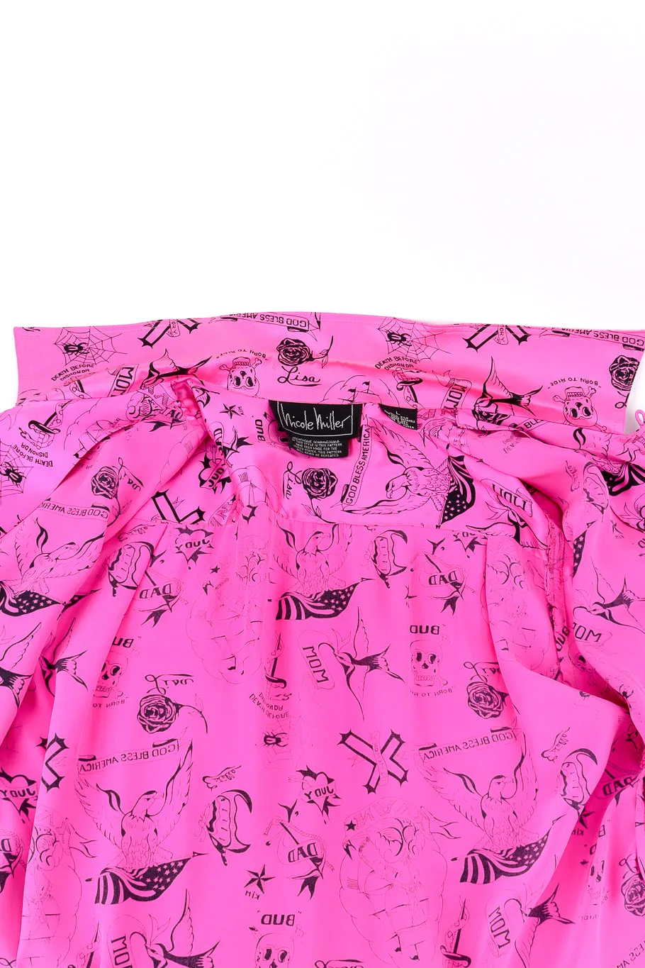 Tattoo Print Silk Button Up