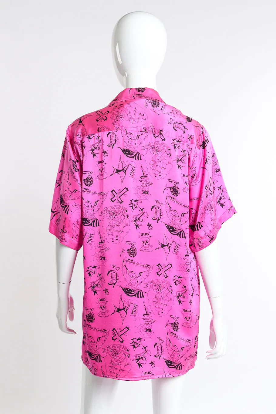 Tattoo Print Silk Button Up