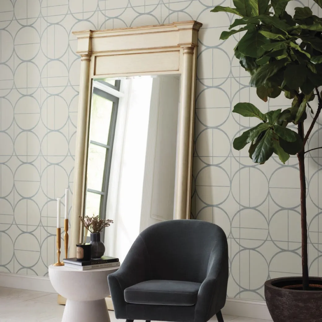 Taupe & Silver Sun Circles Wallpaper (60 SqFt)