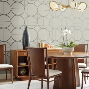 Taupe & Silver Sun Circles Wallpaper (60 SqFt)