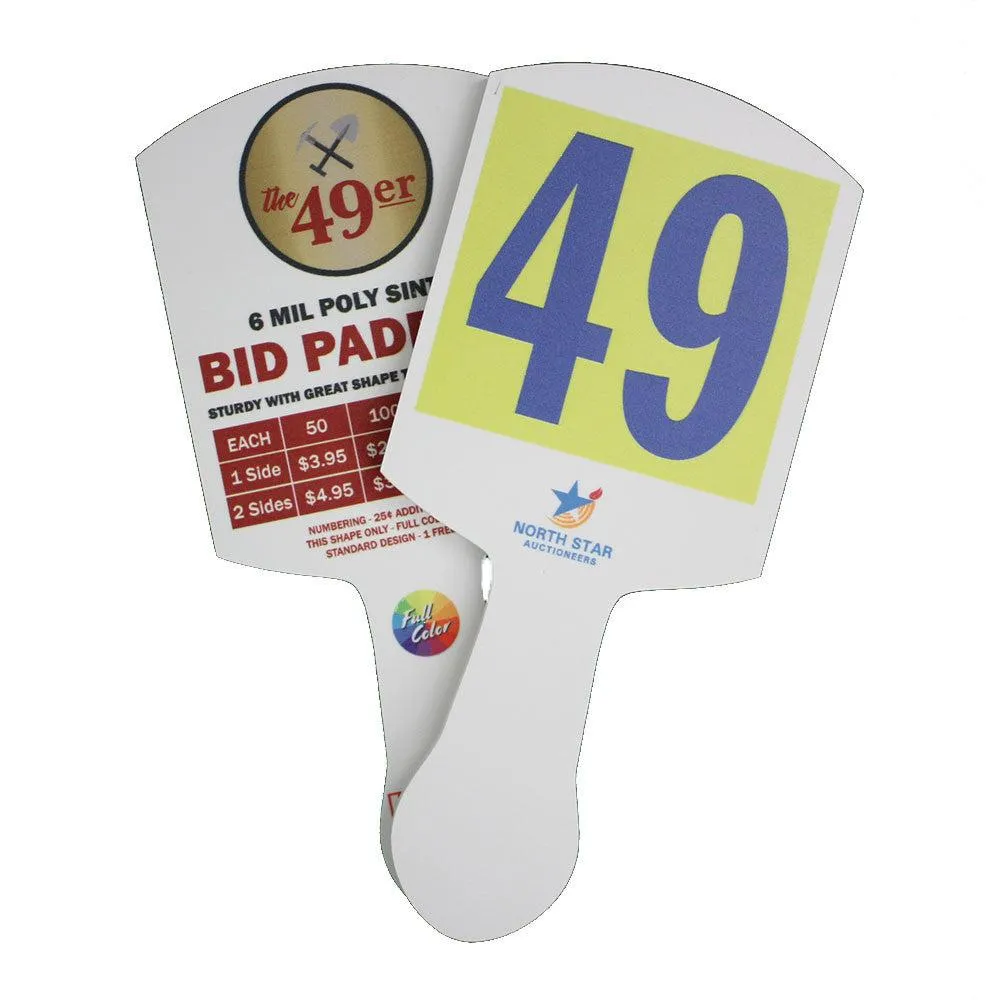The '49er'  Plastic Bid Paddle - Full Color (Min 50)