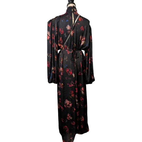 The Drop Women's Black Floral Print Mock-Neck Maxi Dress by karenbritchick