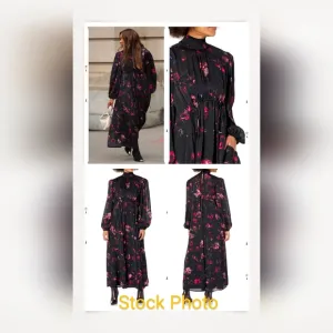 The Drop Women's Black Floral Print Mock-Neck Maxi Dress by karenbritchick