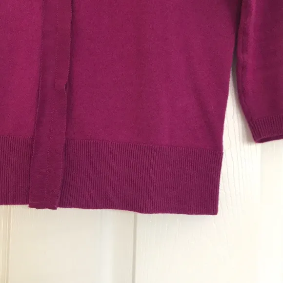 The Limited - 3/4 Sleeve Flower Fuchsia Cardigan