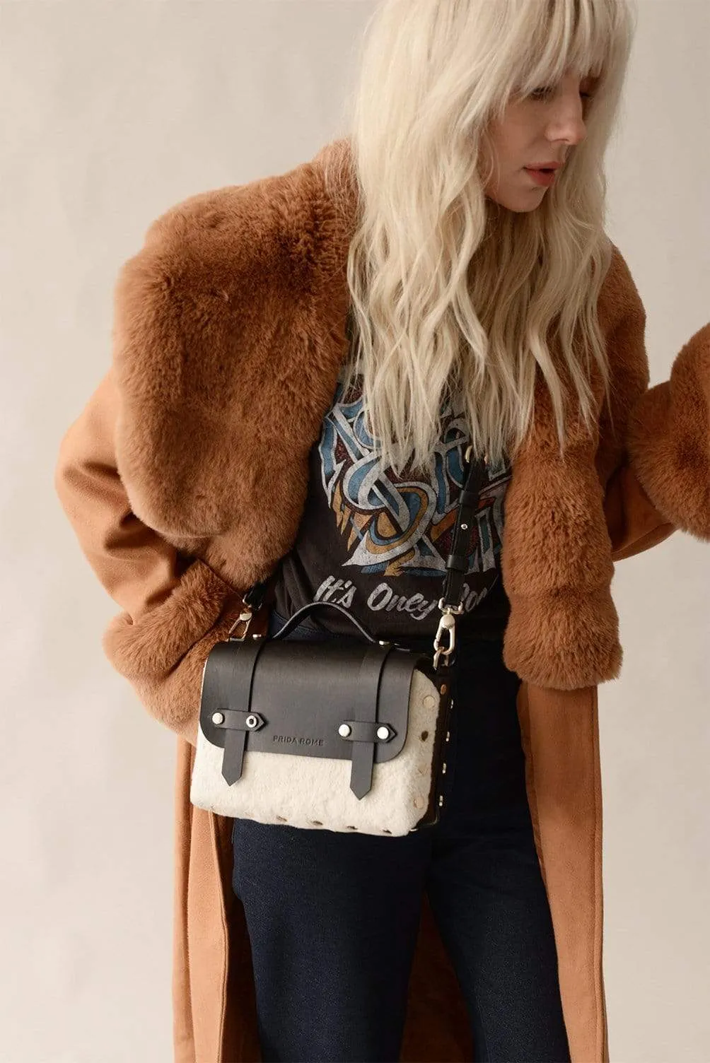The WEEK/END Crossbody Add-On | Vegan Shearling Panel