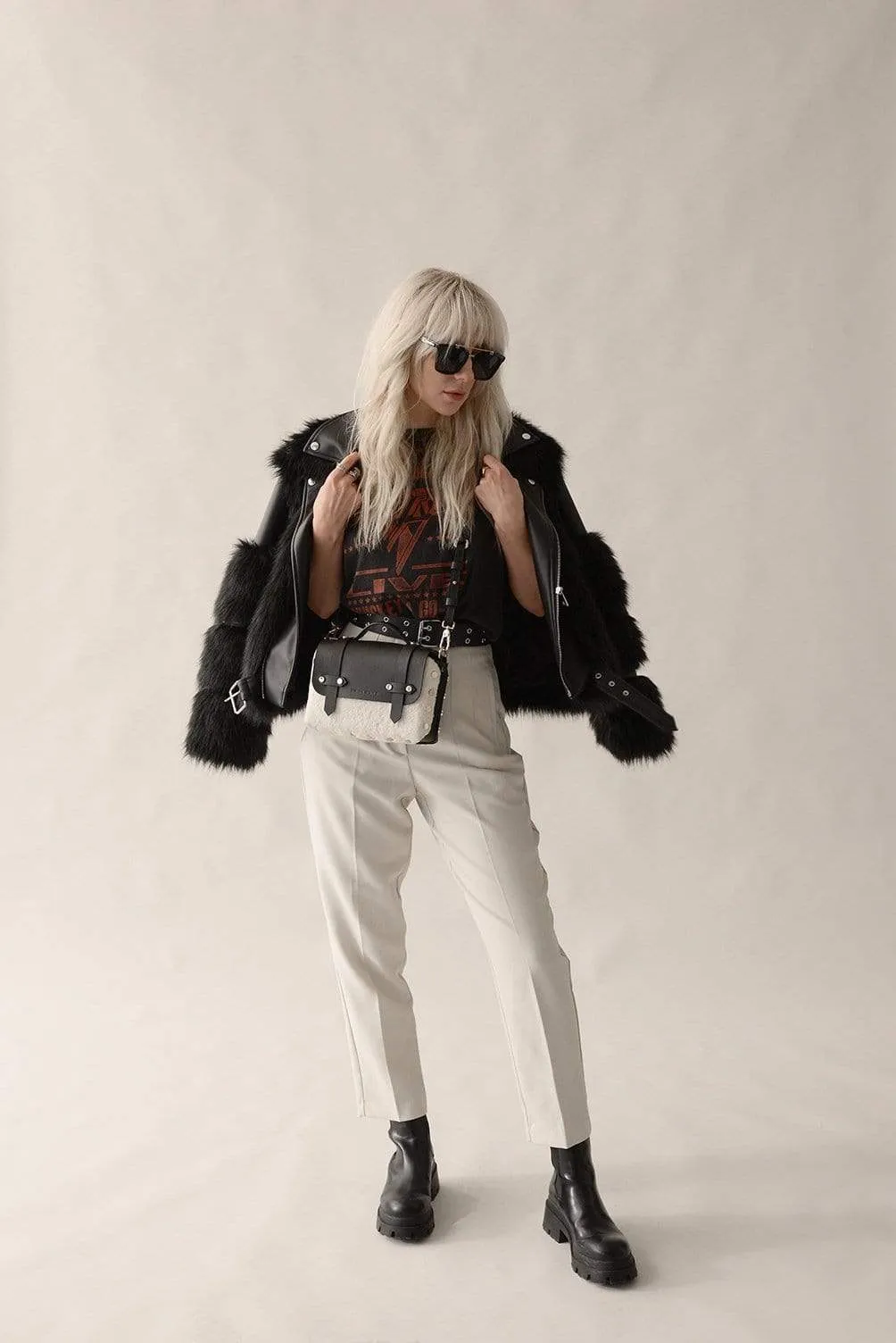 The WEEK/END Crossbody Add-On | Vegan Shearling Panel