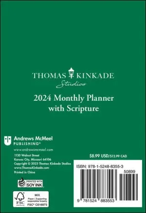 Thomas Kinkade Studios 12-Month 2024 Monthly Pocket Planner Calendar with Script