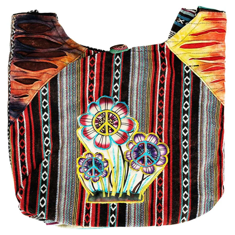 ThreadHeads Tie Dye Peace Sign Flower 15" Sling Bag