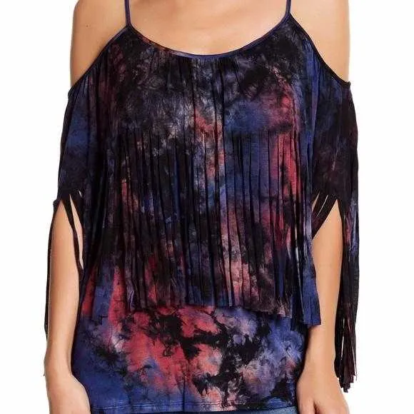 Tie-Die Flared Sleeve Top Purple