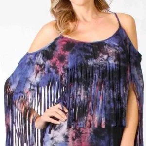Tie-Die Flared Sleeve Top Purple