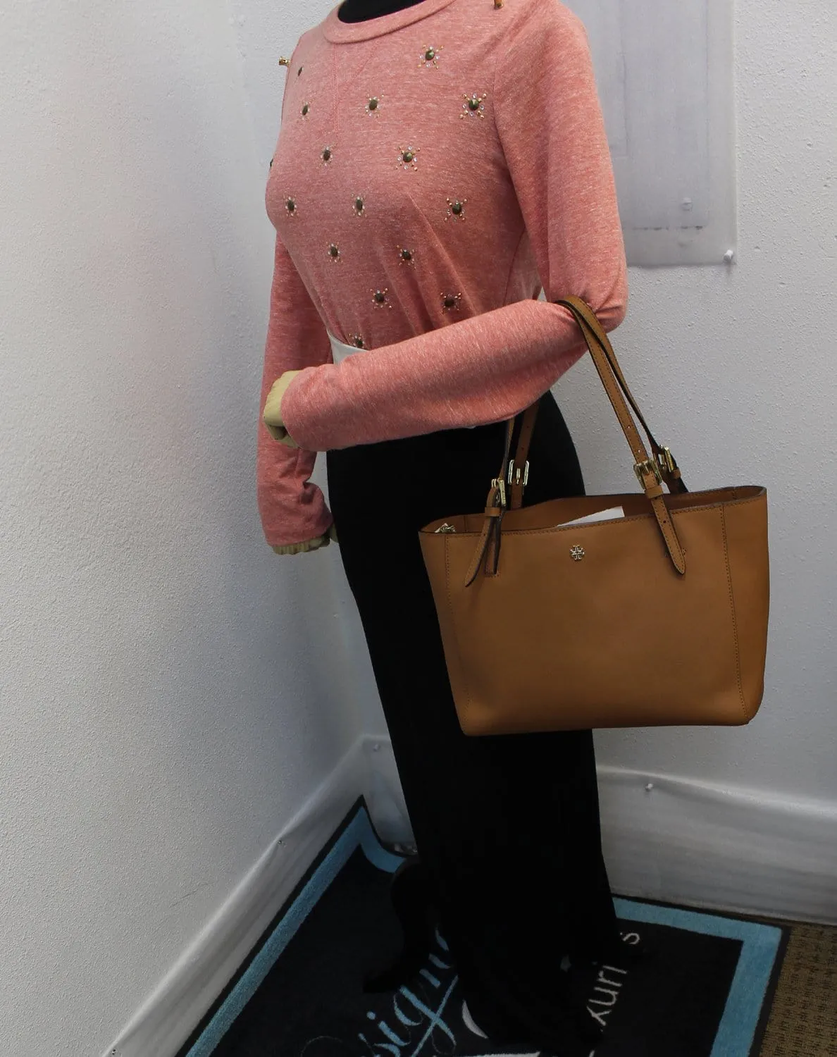 TORY BURCH York Tan Leather Tote Small Bag