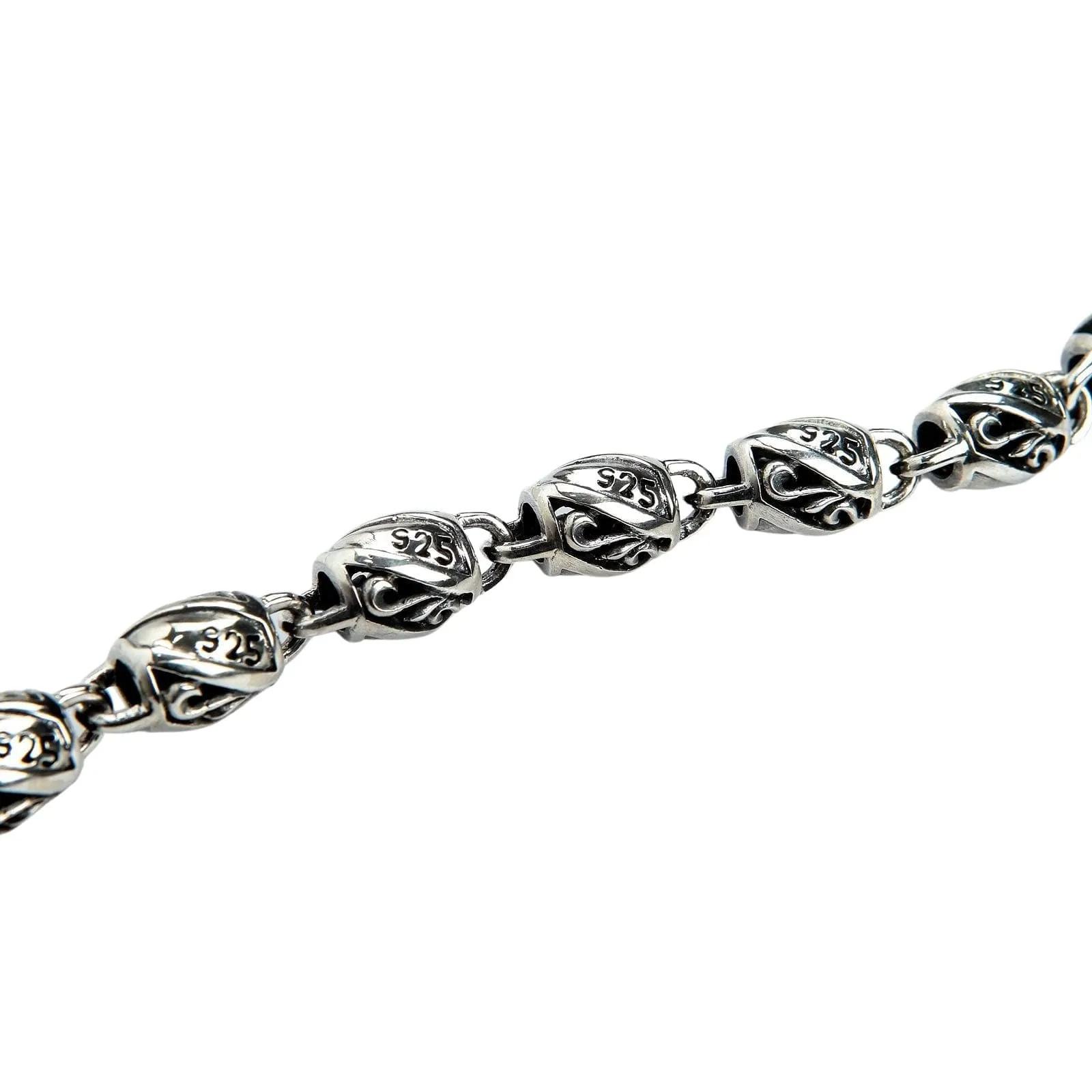 Tribal Barrel Roller 925 Sterling Silver Wallet Chain