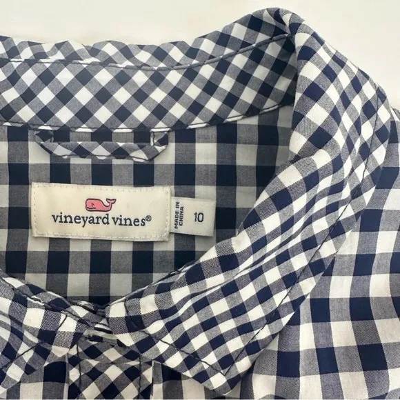 Vineyard Vines Gingham Contrasting Placket Shirt Dress 10