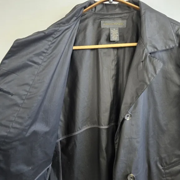 Vintage Banana Republic Jacket Medium Black Waxed Coated Cotton