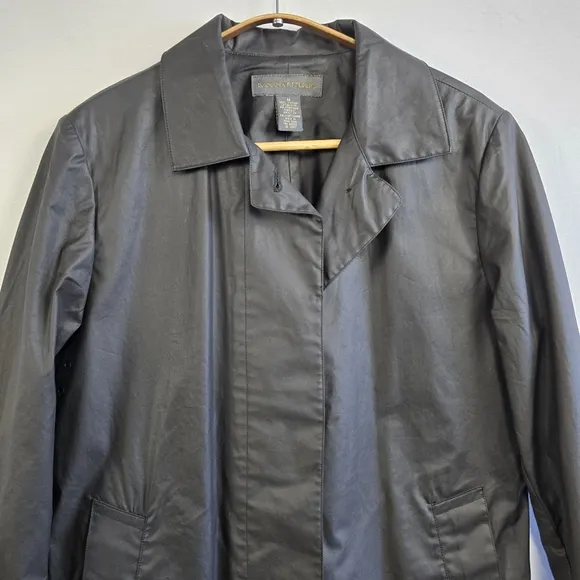 Vintage Banana Republic Jacket Medium Black Waxed Coated Cotton