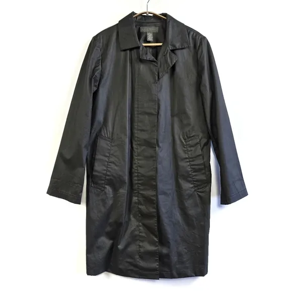 Vintage Banana Republic Jacket Medium Black Waxed Coated Cotton