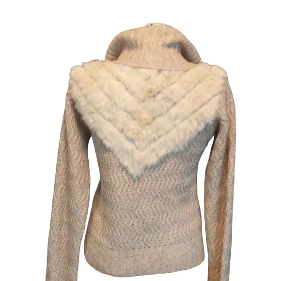 Vintage Marisa Christina Small Silk Wool Angora Blend Oatmeal Cardigan