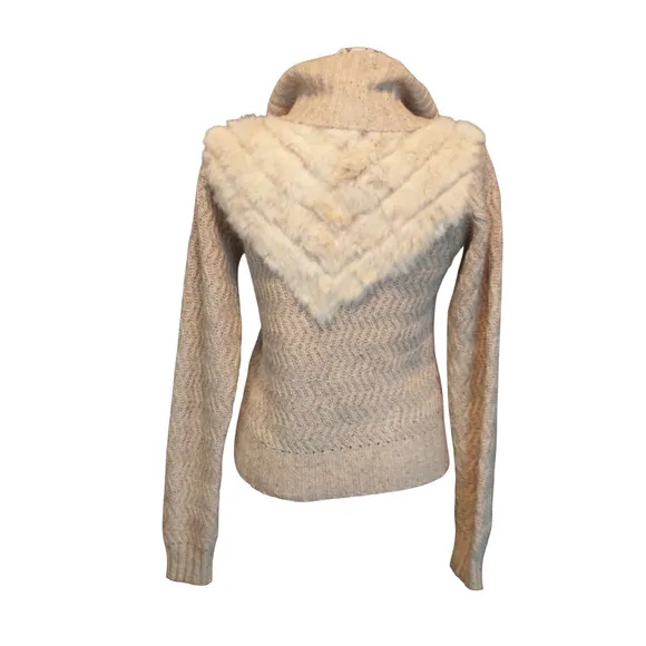 Vintage Marisa Christina Small Silk Wool Angora Blend Oatmeal Cardigan