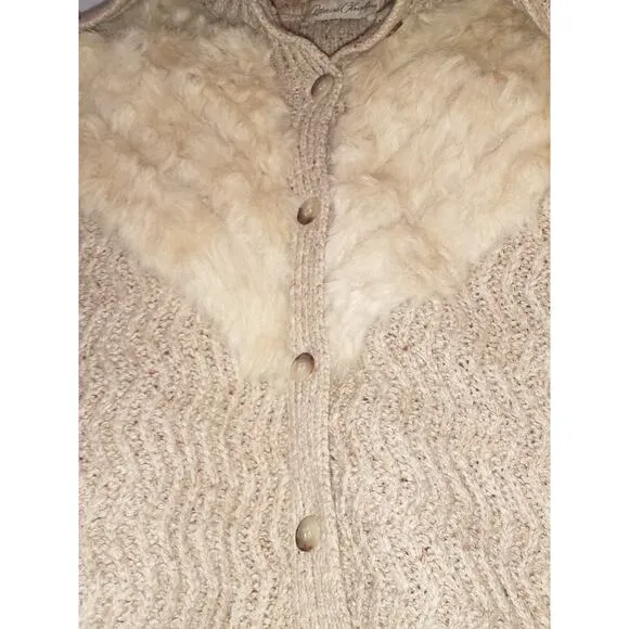 Vintage Marisa Christina Small Silk Wool Angora Blend Oatmeal Cardigan