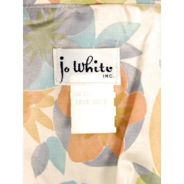 Vintage Shirtwaist Dress Polished Cotton Pretty Pastels Jo White 1950S NOS 40-28-Free
