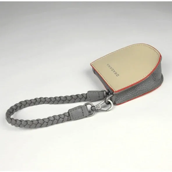 Womens Beige&Khaki Leather Coin Zip Wallet with Leather Chain Leather Zip Wristlet Purse for Ladies