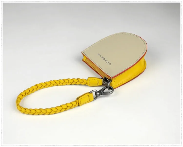 Womens Beige&Khaki Leather Coin Zip Wallet with Leather Chain Leather Zip Wristlet Purse for Ladies
