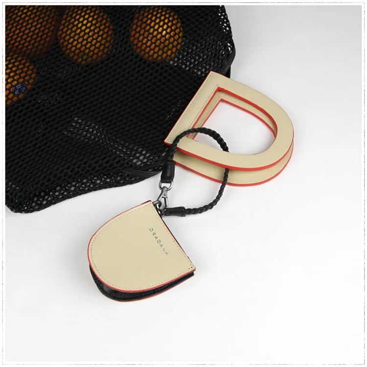 Womens Beige&Khaki Leather Coin Zip Wallet with Leather Chain Leather Zip Wristlet Purse for Ladies