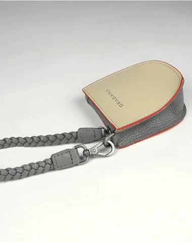 Womens Beige&Khaki Leather Coin Zip Wallet with Leather Chain Leather Zip Wristlet Purse for Ladies
