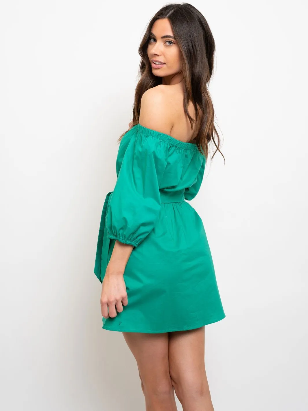 WOMEN'S FRONT BUTTON OFF SHOULDER DRESS