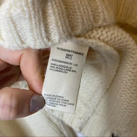 WOOLRICH wool blend fisherman’s sweater | size M Cream Chunky Knit Classic look