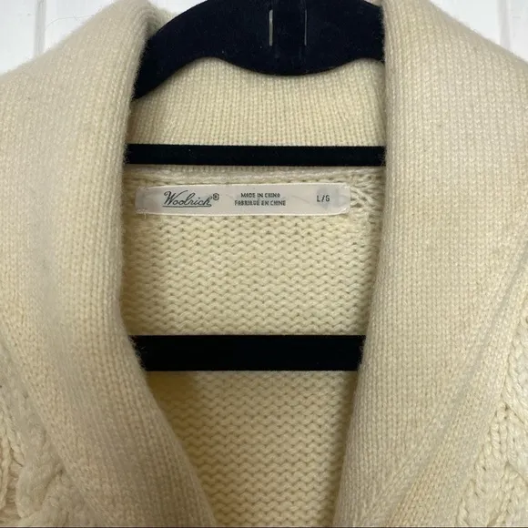 WOOLRICH wool blend fisherman’s sweater | size M Cream Chunky Knit Classic look