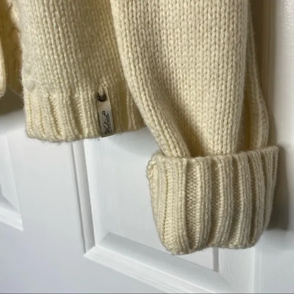 WOOLRICH wool blend fisherman’s sweater | size M Cream Chunky Knit Classic look