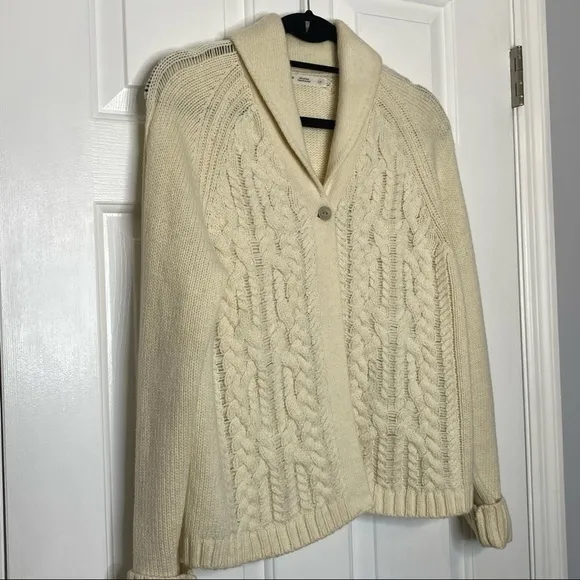 WOOLRICH wool blend fisherman’s sweater | size M Cream Chunky Knit Classic look