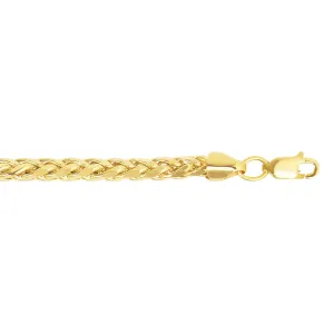 Yellow 14K Gold 4.1mm Diamond Cut Lite Round Wheat Chain