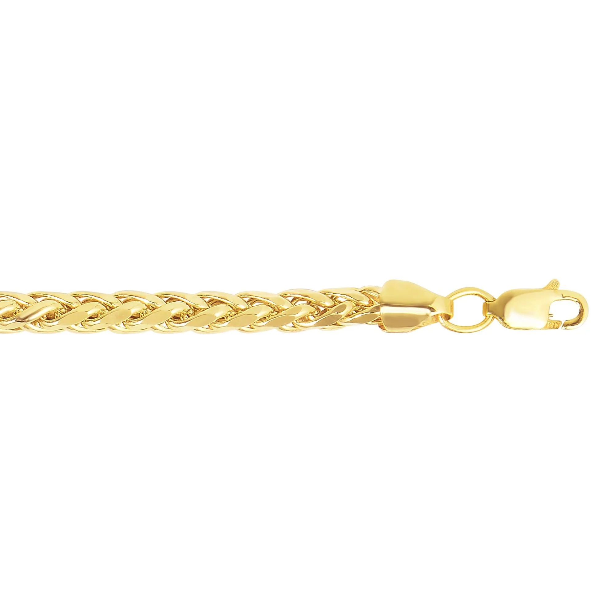 Yellow 14K Gold 4.1mm Diamond Cut Lite Round Wheat Chain