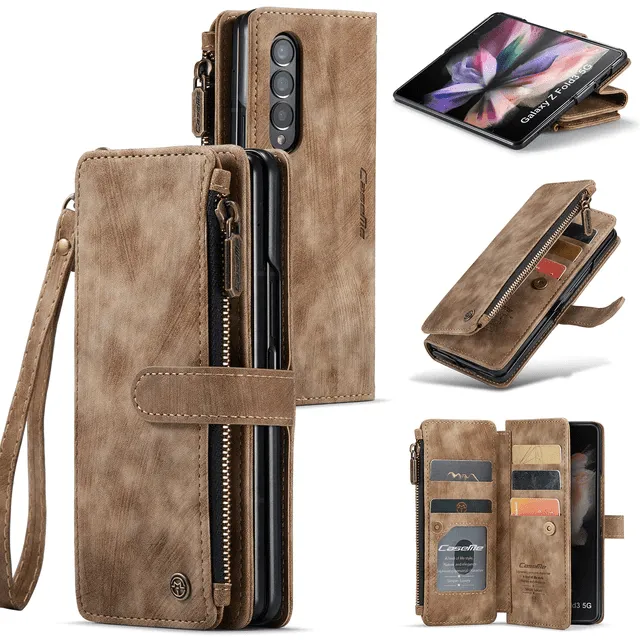 Zipper Leather Wallet Case For Samsung Z Fold