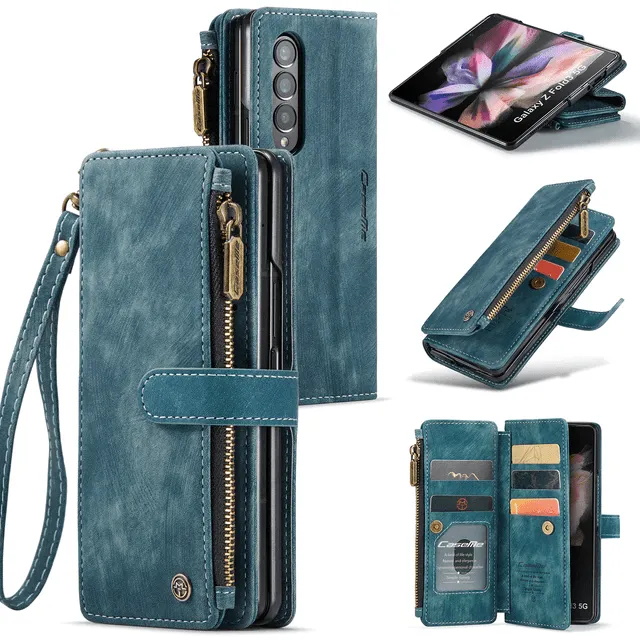 Zipper Leather Wallet Case For Samsung Z Fold