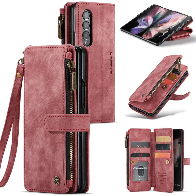 Zipper Leather Wallet Case For Samsung Z Fold