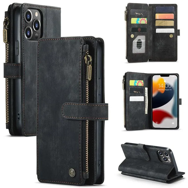 Zipper Leather Wallet Phone Case