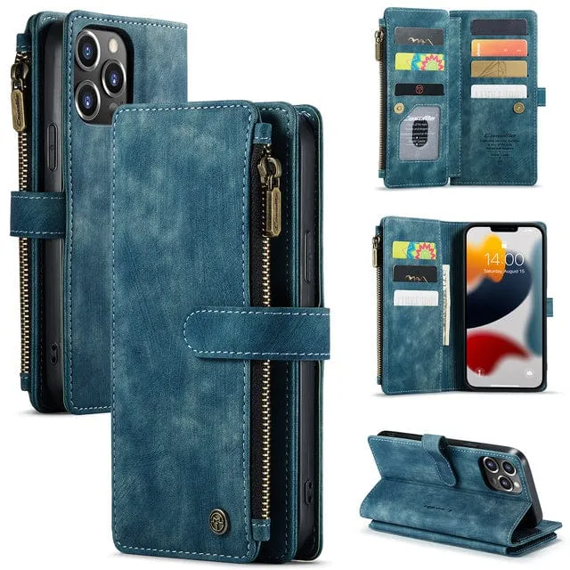 Zipper Leather Wallet Phone Case