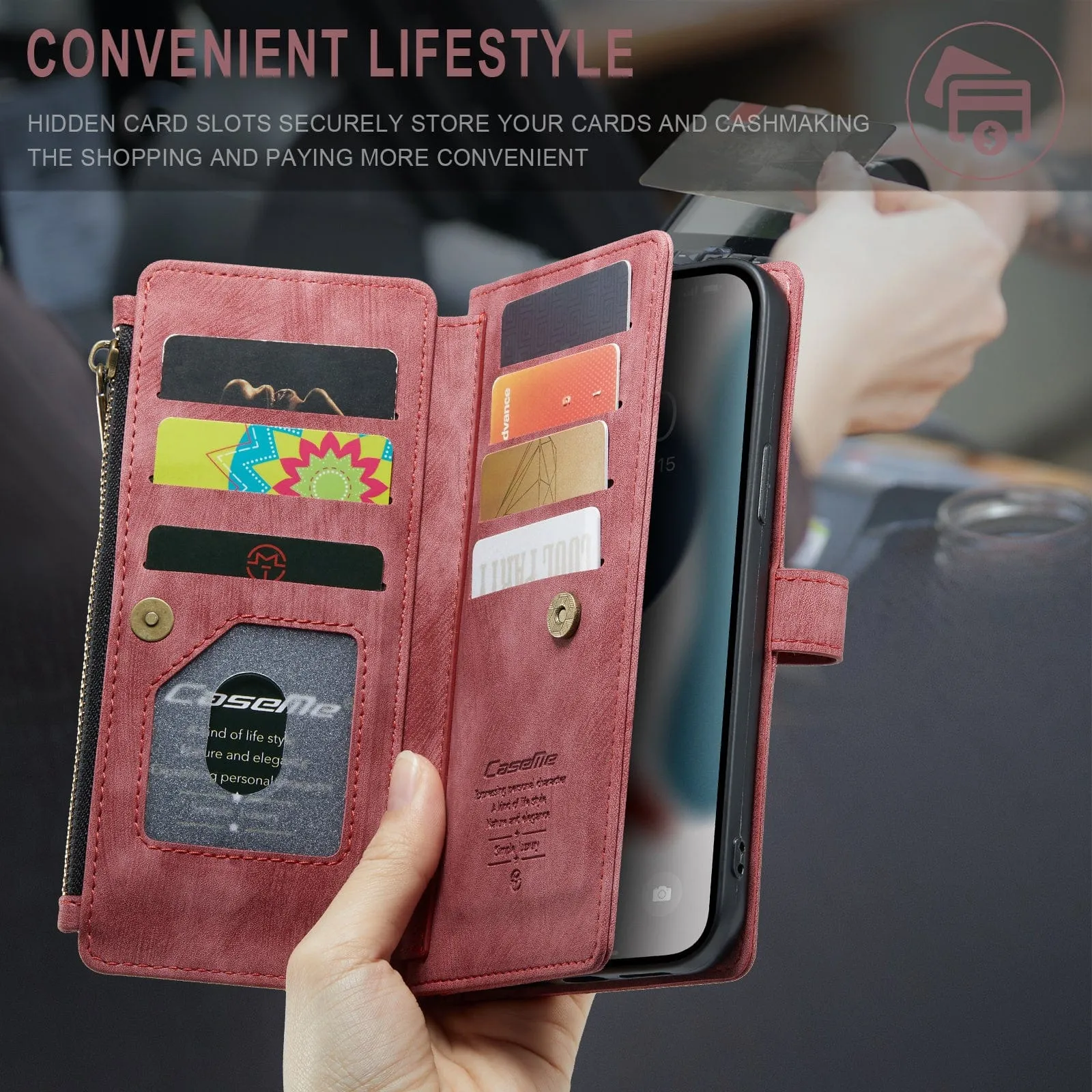 Zipper Leather Wallet Phone Case